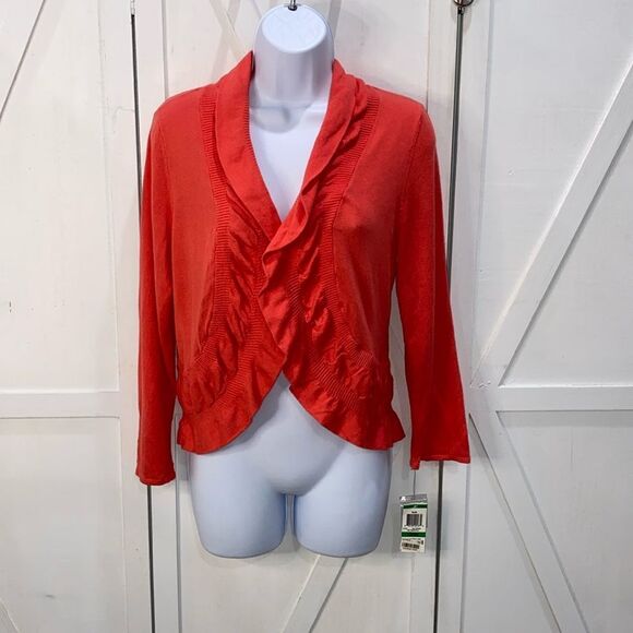 INC International Concepts Bliss Long Sleeve Cardigan Sweater Red Grapefruit L - Picture 1 of 11